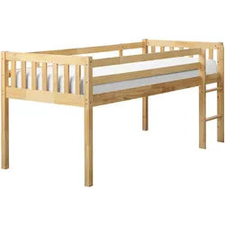 Beliani Halbhochbett 90x200 cm Heller Holzfarbton Peipin , Hellbraun , 90x200 cm , Babymöbel & Kindermöbel, Kinderzimmer & Jugendzimmer, Kinderbetten, Hochbetten