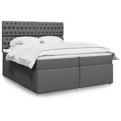 vidaXL Boxspringbett, Boxspringbett mit Matratze Dunkelgrau 200x200 cm Stoff