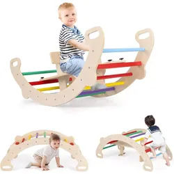 Costway Kletterspielzeug 44cm Mehrfarbig , Multicolor , Holz , 52x44x112 cm , Spielzeug, Sonstiges Spielzeug