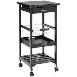 Homeware Profession. Allzweckwagen , Schwarz , Holz, Kunststoff , Kernbuche , vollmassiv , 1 Fächer , 1 Schubladen , 37x76x37 cm , Esszimmer, Servierwagen