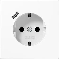 Jung LS1520-18CWW Schutzkontakt-Steckdose 16 A, mit USB-Ladegerät 1 x Typ C, SAFETY+, Serie LS, alpinweiß
