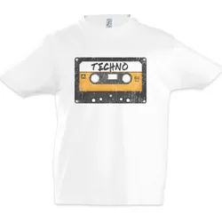 Urban Backwoods Print-Shirt Tape Techno Kinder T-Shirt Kassette Cassette MC Mixtape Wave DJ 90s (1-tlg) Audio Retro Music Electro weiß 110/116