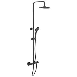 WENKO Duschsystem Young Eco, 3 Strahlart(en), mit Thermostat-Armatur, inkl. 2 Watersaving Regulatoren schwarz