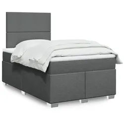 vidaXL Boxspringbett, Boxspringbett mit Matratze Dunkelgrau 120x200 cm Stoff