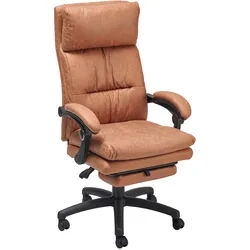 Mid.you Chefsessel , Braun , Holz, Metall, Kunststoff, Textil , Pappel , Sperrholz , Drehkreuz , 66x114 - 122x71.5 cm , Sitzfläche 360° drehbar , Büromöbel, Bürostühle, Chefsessel