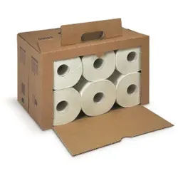 BulkySoft® Premium Toilettenpapier , 2-lagiges weißes Toilettenpapier im Karton, Plastikfrei, 12 Rollen à 500 Blatt