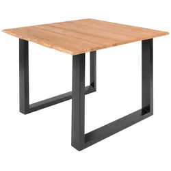 SAM® Baumkantentisch Edda, massive Wildeiche, mit Baumkante und Metallgestell U-Form beige 90 cm x 77 cm x 90 cm