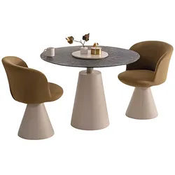 Xlmoebel Esszimmerstuhl Runder Bistro Tisch in Beige mit Edelstahlgestell (3 St), Made in Europa beige