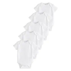 Next Kurzarmbody Gerippte Baby-Trägerhemden im 5er-Pack (5-tlg) weiß 86-92 (18-24 Mon.)