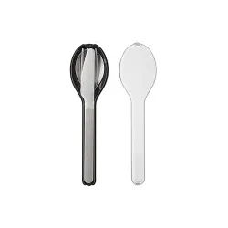 Mepal Ellipse Besteckset 3-teilig, Reisebesteck für verschiedene Speisen an jedem Ort, Farbe: nordic black