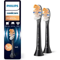 Philips Sonicare Aufsteckbürsten A3 Premium All-in-One, für eine gründliche Gesamtreinigung, für jedes Sonicare Handstück schwarz