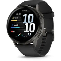 Garmin Venu 4 - 45 mm Schwarz/Schiefergrau mit Schnellwechsel-Silikon-Armband 22...