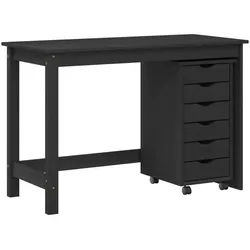 vidaXL Schreibtisch 6 Schubladen Schreibtisch- und Rollschrank-Set MOSS 2-teilig Schwarz 1 schwarz