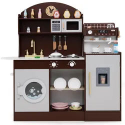 Costway Spielküche Braun , Holzwerkstoff , 30x105x106 cm , Spielzeug, Kinderküchen