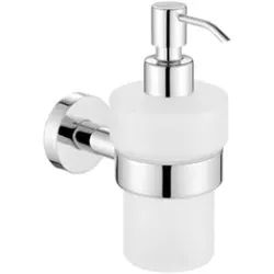 AVENARIUS Serie 200 Seifenspender, mit Schallschutzring, Hochwertiger Spender mit Glas satiniert, Maße (B x H x T): 75 x 147 x 172 mm