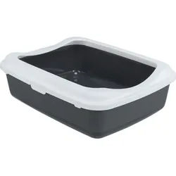 TRIXIE Katzentoilette Classic, mit Rand, 37 x 15 x 47 cm, dunkelgrau / weiß