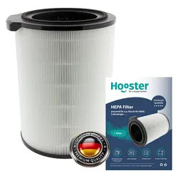 Hooster Luftfilter 1 Filter kompatibel mit Bosch Air 6000 Luftreiniger, 360° HEPA/Aktivkohle-Filter für eine optimale Luftreinigung schwarz