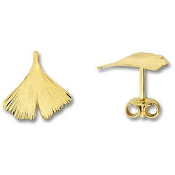 ONE ELEMENT Paar Ohrhänger Ginkgoblatt Ohrringe Ohrstecker aus 333 Gelbgold, Symbolische Note – harmonisch gestaltet mit Liebe zum Detail goldfarben