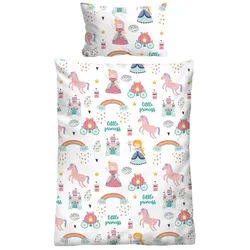 Biberna Kinderbettwäsche Biberna Feinbiber Kinder - Bettwäsche 'Little Princess' 100 x 135 cm weiß