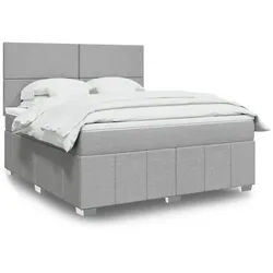 vidaXL Boxspringbett, Boxspringbett mit Matratze Hellgrau 180x200 cm Stoff