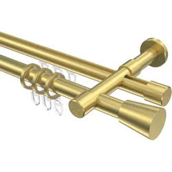 GARDINENSTANGE RUNDROHR-INNENLAUF Prestige Sitra 200 cm, 2-läufig, 20 mm Ø Messing-Optik