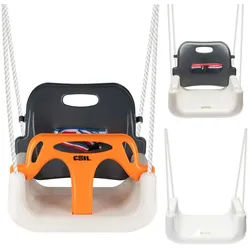 COIL Babyschaukel Schaukel 3in1, Gartenschaukel,Rückenlehne und Anschnallgurt,bis 60kg orange