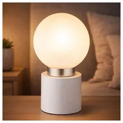 GLOBO LIGHTING Tischleuchte, Leuchtmittel nicht inklusive, Tischleuchte Schlafzimmerleuchte Beistelllampe Nickel Weiß weiß