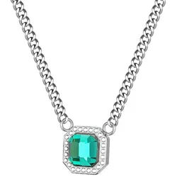KARMA Kette mit Anhänger Halskette Damen mit Anhänger Gold Silber wasserfest & antiallergisch (Gliederkette, 1-tlg., modern Damenhalskette), Edelstahl vergoldet 44 cm verstellbar silberfarben