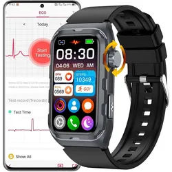 DigiKuber TK79 Smartwatch (3,9 cm, android ios), Smartwatch mit ECG, Schlaftracking, IP68 Wasserschutz schwarz