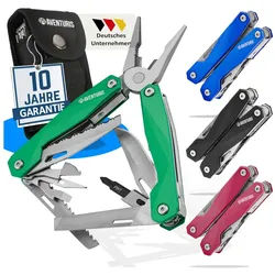 AVENTURIS Multitool T21 aus Edelstahl mit 21 Funktionen! Perfekt fürs Wandern und Campen, Edelstahl grün