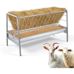 VEVOR Heuraufe, 2-in-1-Getreide- & Heufuttertrog, 352 L Fassungsvermögen, 147 cm Weidefütterung für Ziegen mit Futtertrog, Heufutterautomat aus Stahl für Schafställe, Bauernhöfe & Pferdeboxen