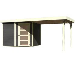 Karibu Gartenhaus Schwandorf 5 inkl. 275 cm Schleppdach - 19 mm-242 x 246 cm- terragrau