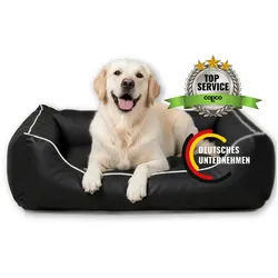 CopcoPet Tierbett Orthopädisches Hundebett / Wendebett Kleine bis Große Hunde, Kunstleder schwarz 70 cm x 90 cm