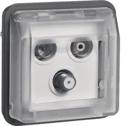 Hager WNA257 Antennen-Steckdosen-Einsatz 3-Loch SAT-Einzeldose, W.1 IP55, grau