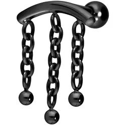 Titan Ohrpiercing mit Innengewinde BOGEN + 3 KETTEN