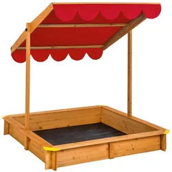 tectake Sandkasten Emilia, 120 x 120 x 120 cm, rot , Rot , Holz , 120x120x120 cm , Ce , Freizeit & Co, Gartenspielzeug, Sandkästen