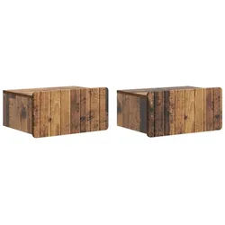 vidaXL Nachttisch 49 x 34,5 x 24 cm Nachttisch hängend 2er Set Nachtschrank Altholz 49x3 braun