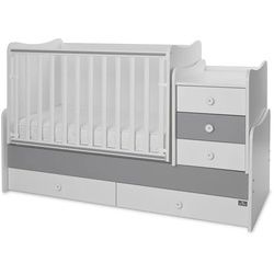 Lorelli Babybett Maxi Plus New Schaukelfunktion Jugendbett Schrank Schreibtisch weiß dunkelgrau