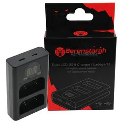 Berenstargh Dual LCD USB Ladegerät Olympus OM-1 BLX-1