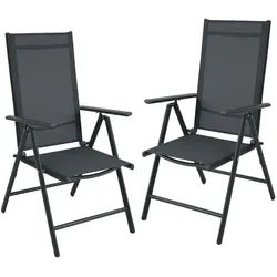 Svita Gartenstuhl Aluminium (2er Set) , Schwarz , Metall , 55x108x68 cm , Gartenmöbel, Gartensessel, Gartenstühle