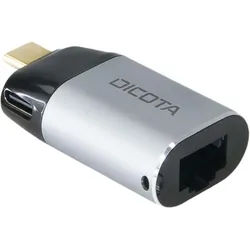 DICOTA Mini-Adapter USB-C zu Ethernet mit Power Delivery
