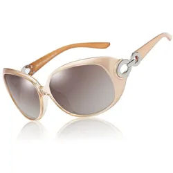 LuxusKollektion Retrosonnenbrille Sonnenbrille Damen Polarisiert Übergroß UV Schutz 1220 Champagner