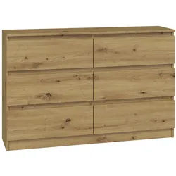 Raumhirsch Furniture Kommode Sideboard 120 cm breit (Maße 30 x 120 x 75 cm, 6 Schubladen), verschiedene Farben 120 cm x 75 cm x 30 cm