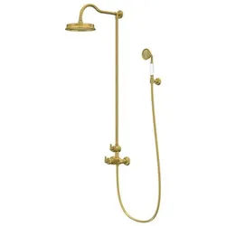 Steinberg Serie 350 Duschsystem 350272BG inklusive Thermostat, Kopfbrause und Handbrause, brushed gold