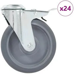 vidaXL Schwerlastrolle 24 Stk. Lenkrollen mit Rückenloch 125 mm, (24-St)