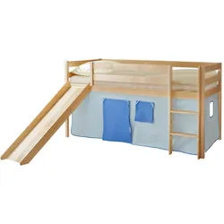 Mid.you Spielbett , Kieferfarben, Hellblau, Dunkelblau , Holz , Kiefer , massiv , seitenverkehrt montierbar , 90x200 cm , in verschiedenen Farben erhältlich, Stoffauswahl, nur für Rollroste geeignet , Babymöbel & Kindermöbel, Kinderzimmer & Jugendzimmer, Kinderbetten, Spielbetten