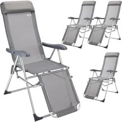 Gartenstuhl Hochlehner 4er-Set Grau Alu