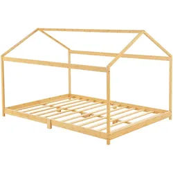 [en.casa] Hausbett Vindafjord , Naturfarben , Holz , Bambus , 160x200 cm , Babymöbel & Kindermöbel, Kinderzimmer & Jugendzimmer, Kinderbetten, Spielbetten