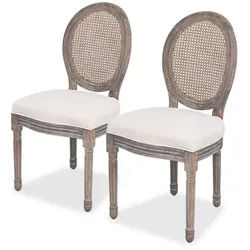 vidaXL Esszimmerstuhl Esszimmerstühle 2 Stk. Creme Stoff (2 St)