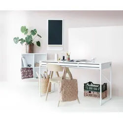 Hammel Furniture Schreibtisch Mistral Bürotisch, Arbeitstisch, Tisch, Computertisch, mit Gestell, B: 137,4 cm, Designmöbel weiß